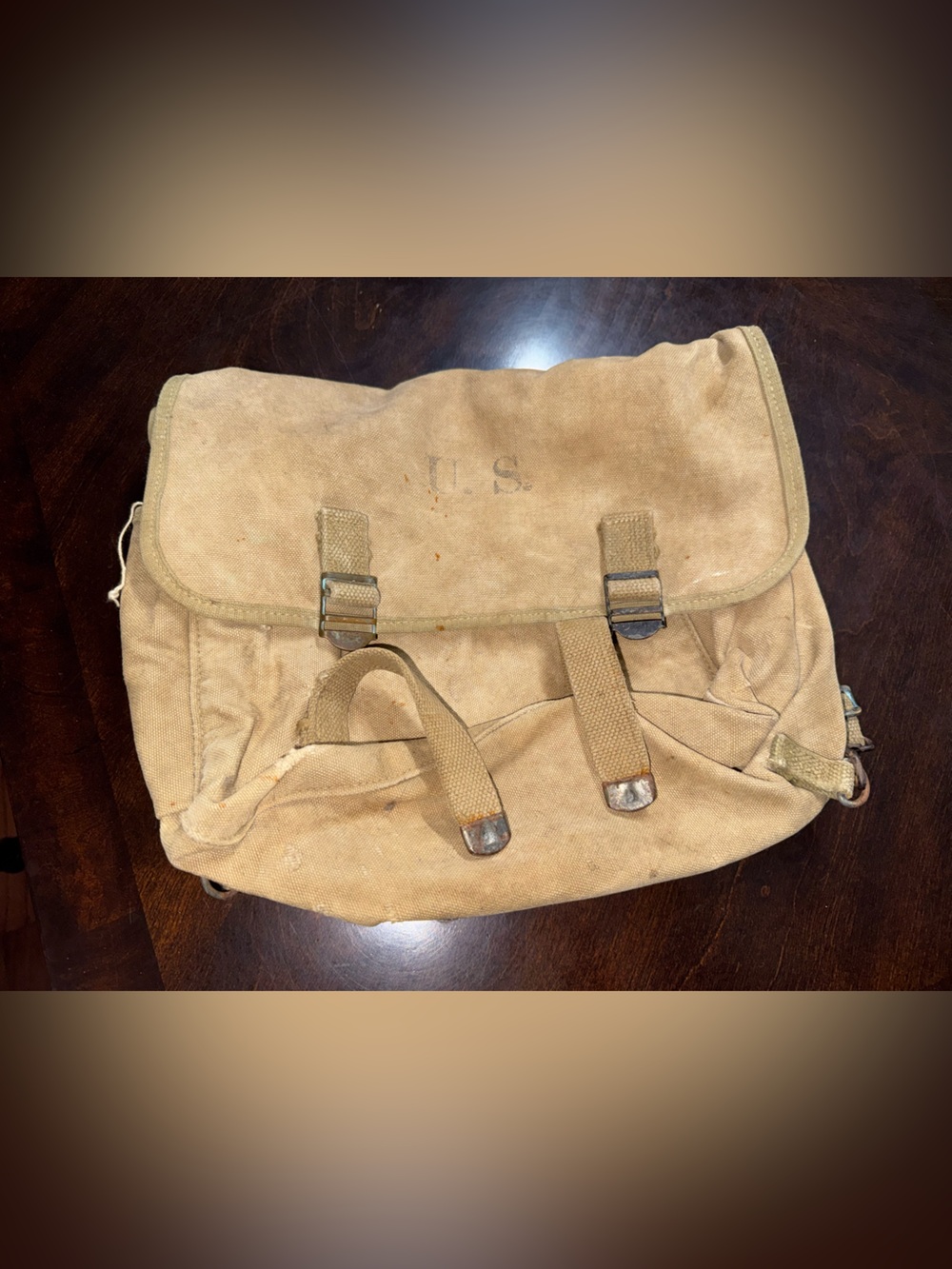 Canvas Military-Style Field Bag in Khaki
